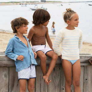 Minnow Stripe Sweater in Cream/Blue