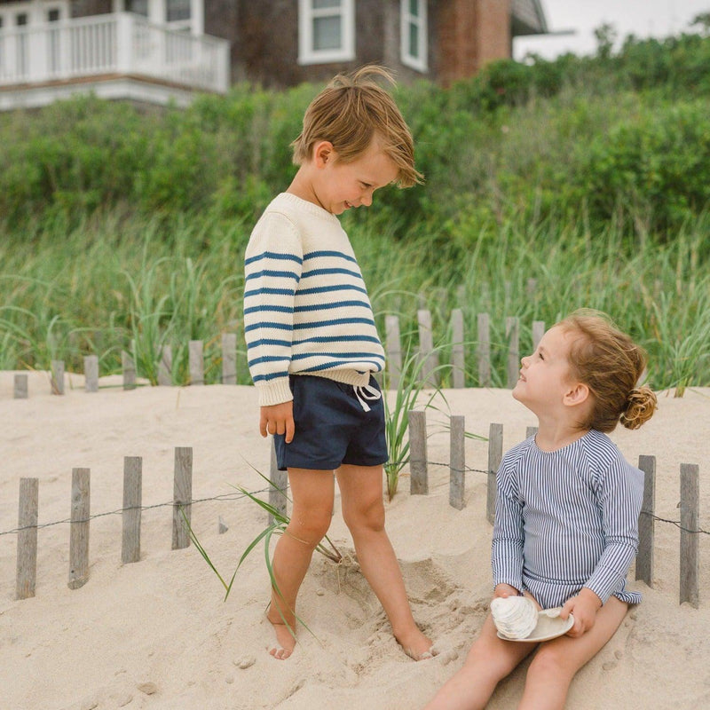 Minnow Stripe Sweater in Cream/Navy