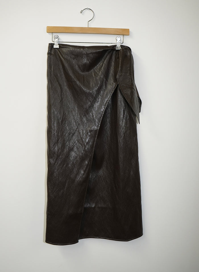 VEGA FAUX LEATHER WRAP SKIRT