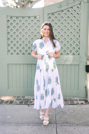 Victoria Dunn Magnolia Flutter Dress in Blue Hydrangea
