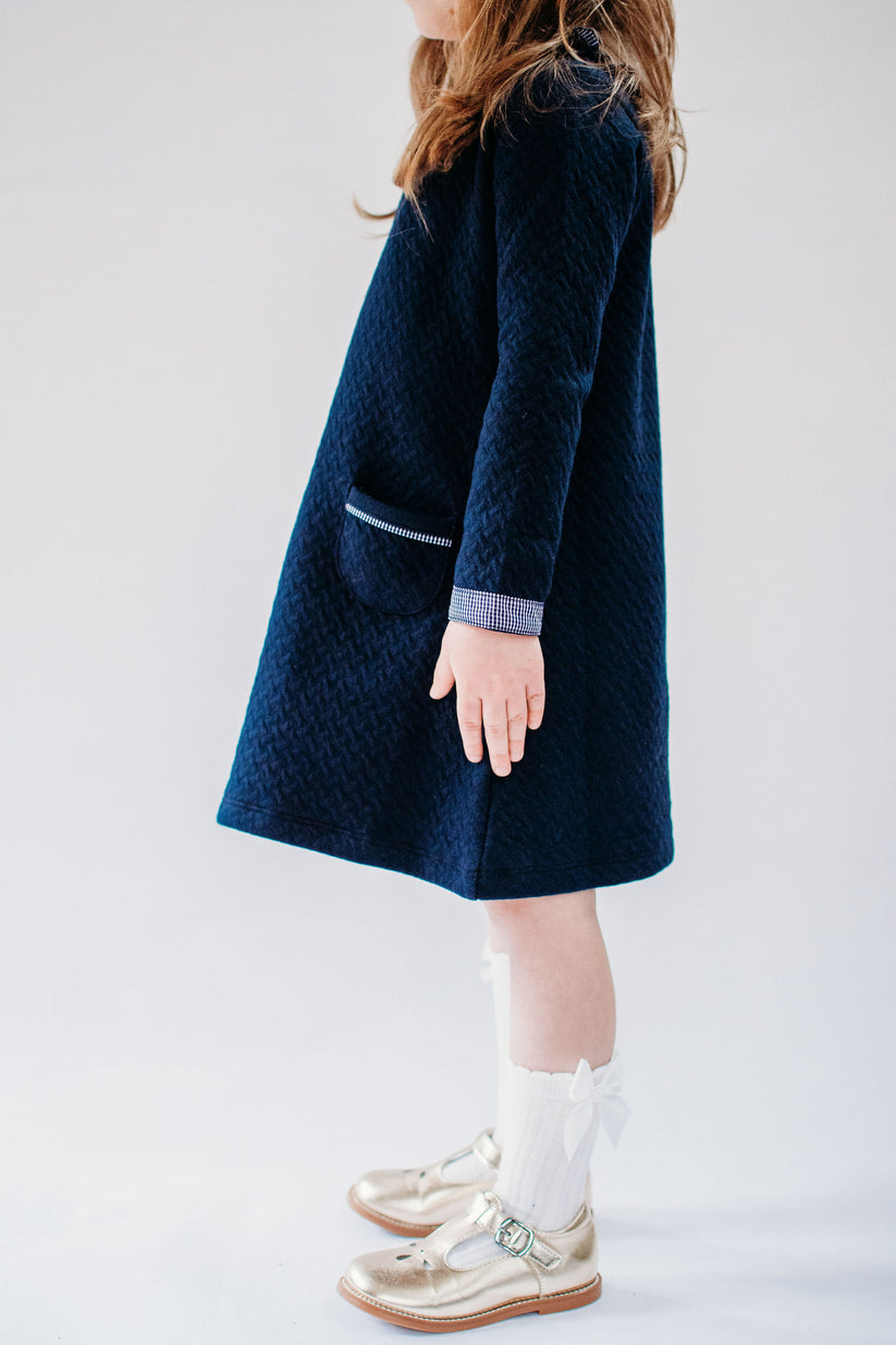 Maddie & Connor Quilted Dress in Navy