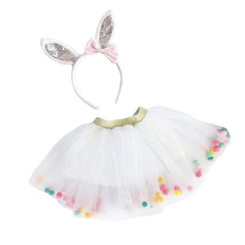 Mon Ami Pom Pom Tutu and Bunny Headband Set