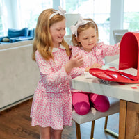 Lila + Hayes Olive Legging Set in Pink Confetti Hearts