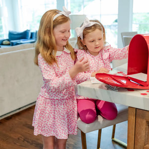 Lila + Hayes Olive Legging Set in Pink Confetti Hearts