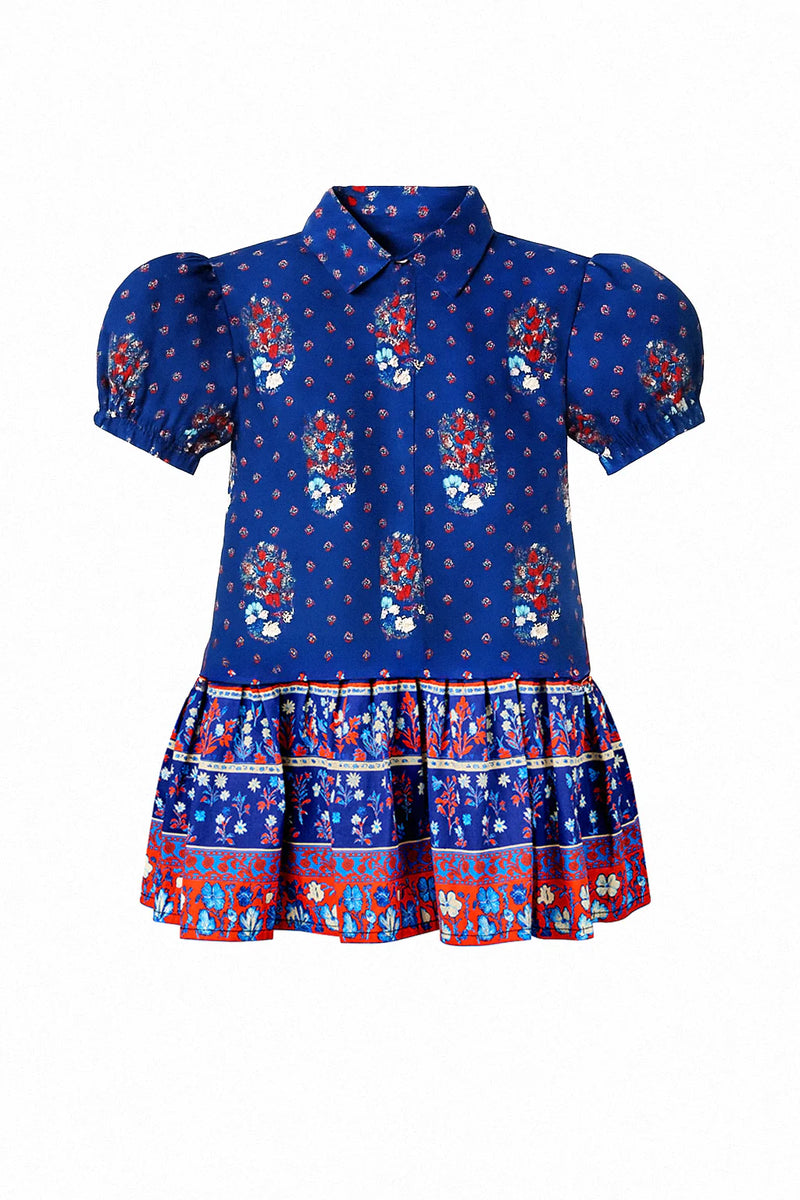 Hunter Bell Kids Drifter Dress in Fall Floral Navy
