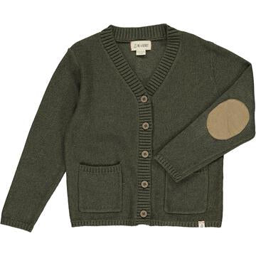 Me & Henry Olive Green Cardigan with Elbow Patches
