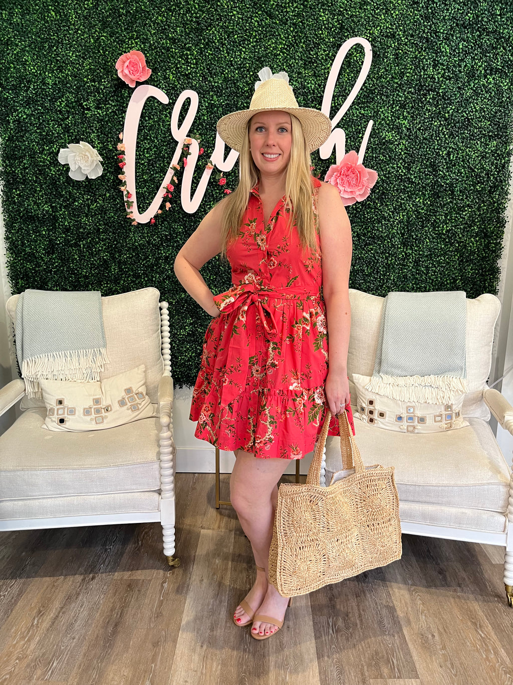 Cara Cara Hannah Mini Dress in Chintz Guava