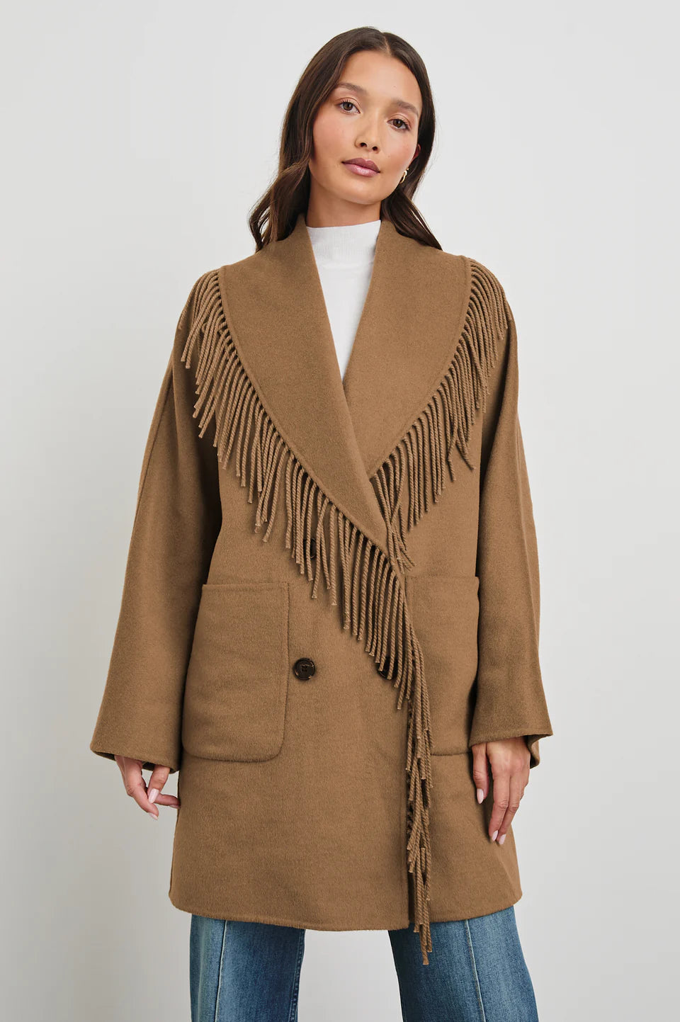 Rails Hugo Fringe Coat in Camel