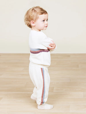 Barefoot Dreams CozyChic Ultra Lite Toddler Multi Stripe Jogger in Cream