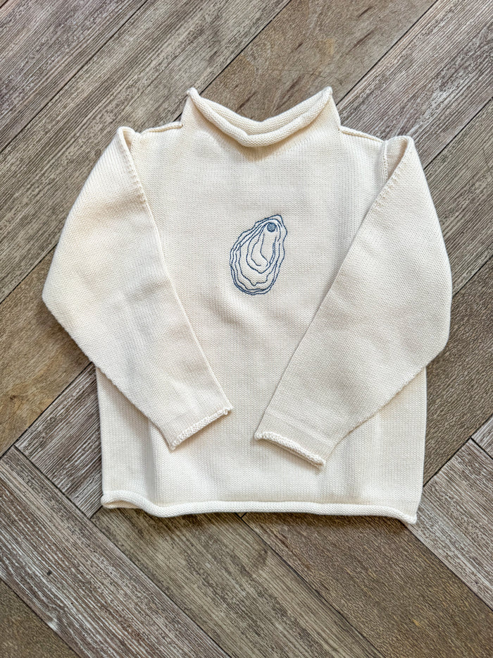 A Soft Idea Oyster Roll Neck Sweater in Natural