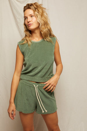 perfectwhitetee Ellie Loop Terry Pullover in Aloe