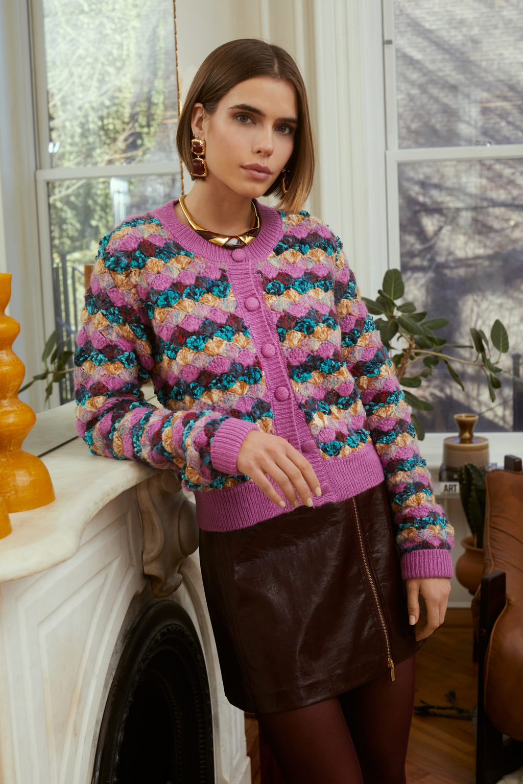 Allison Emerson Cardigan in Orchid Multi