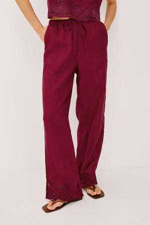 Rails Emmie Pant in Berry HIbiscus Embroidery