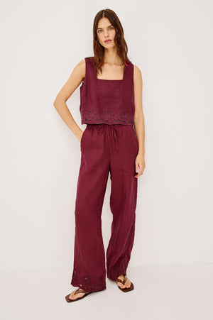 Rails Emmie Pant in Berry HIbiscus Embroidery