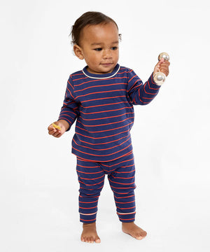 Oso & Me Baby Edward T-Shirt in Navy Fine Stripe