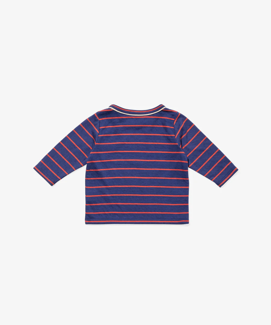 Oso & Me Edward Stripe T-Shirt in Navy/Red