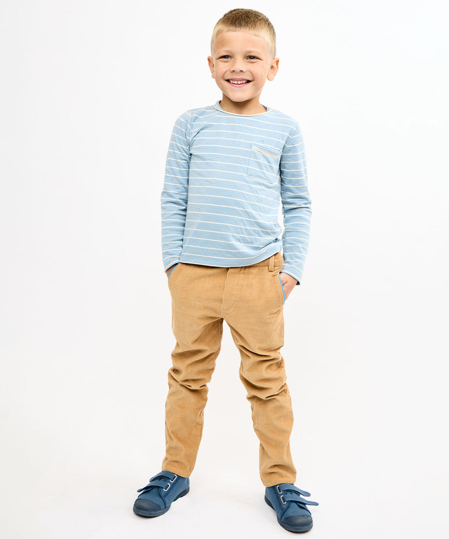 Oso & Me Edward Stripe T-Shirt in Dusty Blue