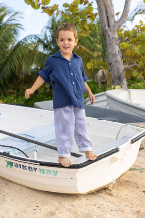Mer St Barth La Plage Boy's Drawstring Pant Marine Stripe