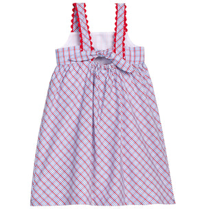 Little English Evie Dress in Patriotic Plaid