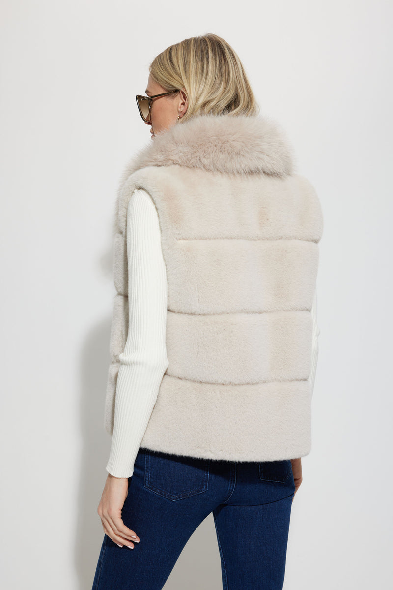 Generation Love Phoebe Faux Fur Vest in Stone