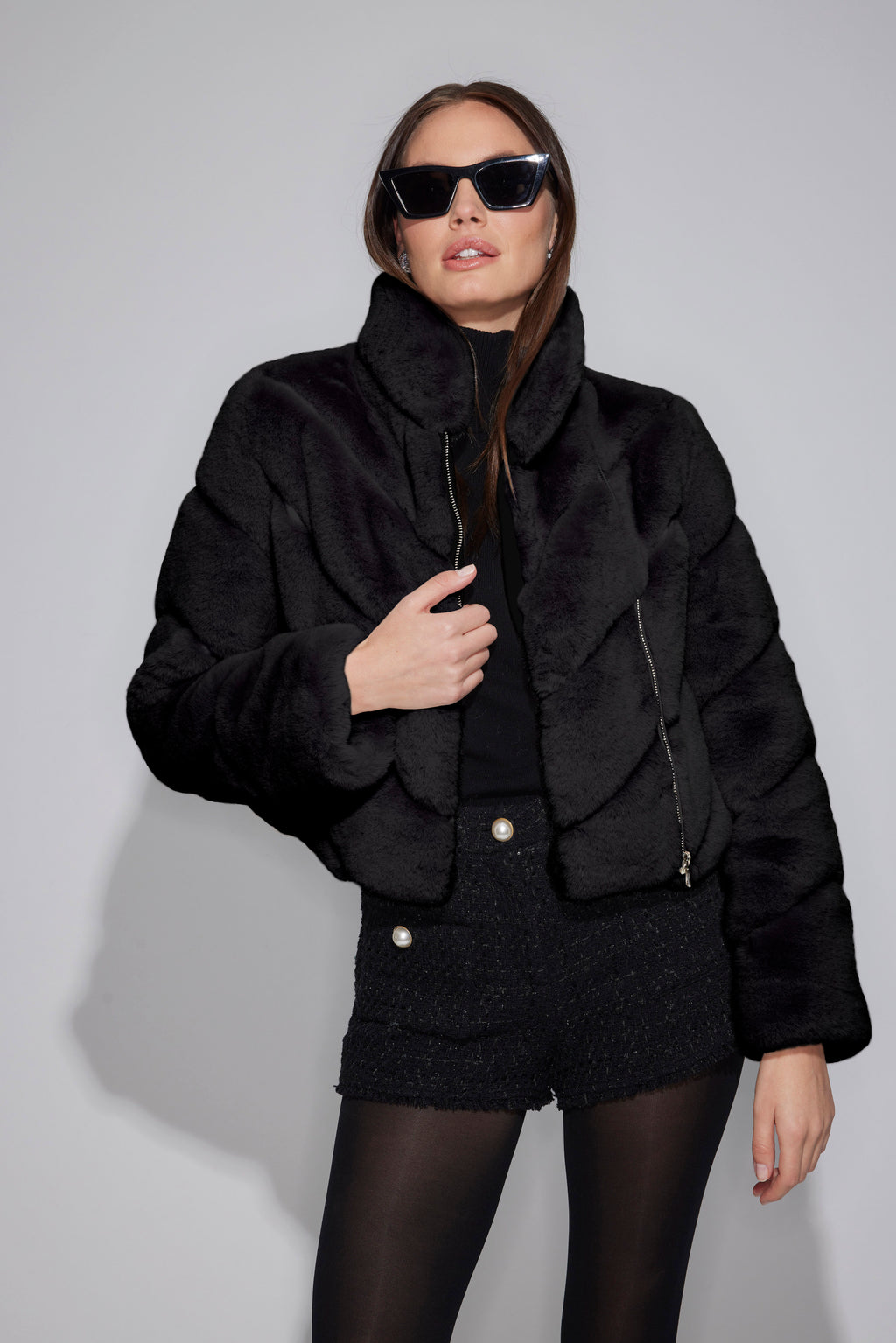 Generation Love Cici Faux Fur Jacket in Black