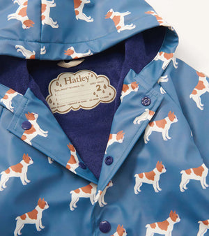 Hatley Preschool Raincoat in Friendly Bulldogs Bluestone