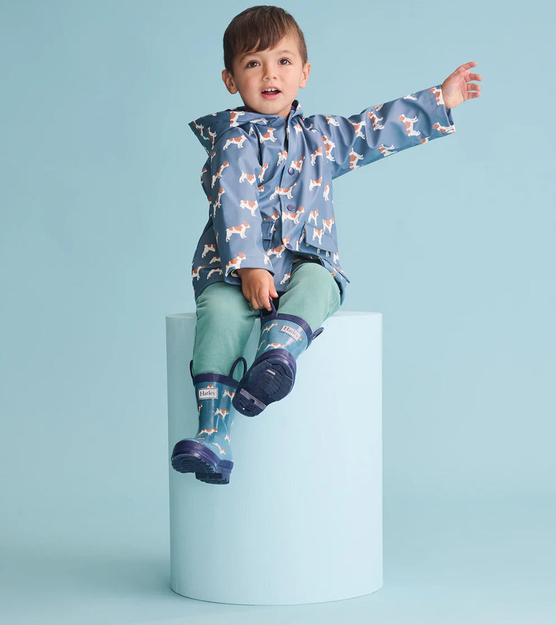 Hatley Preschool Raincoat in Friendly Bulldogs Bluestone