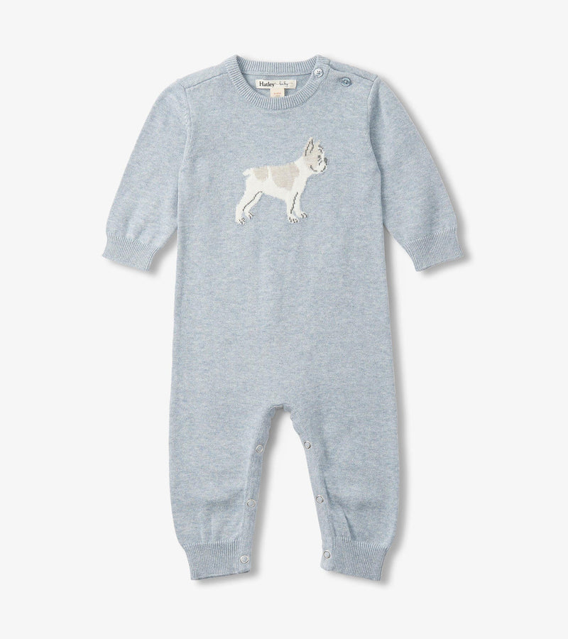 Hatley Little Bulldog Sweater Romper in Baby Blue