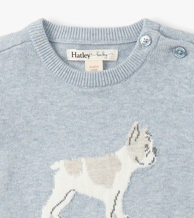 Hatley Little Bulldog Sweater Romper in Baby Blue