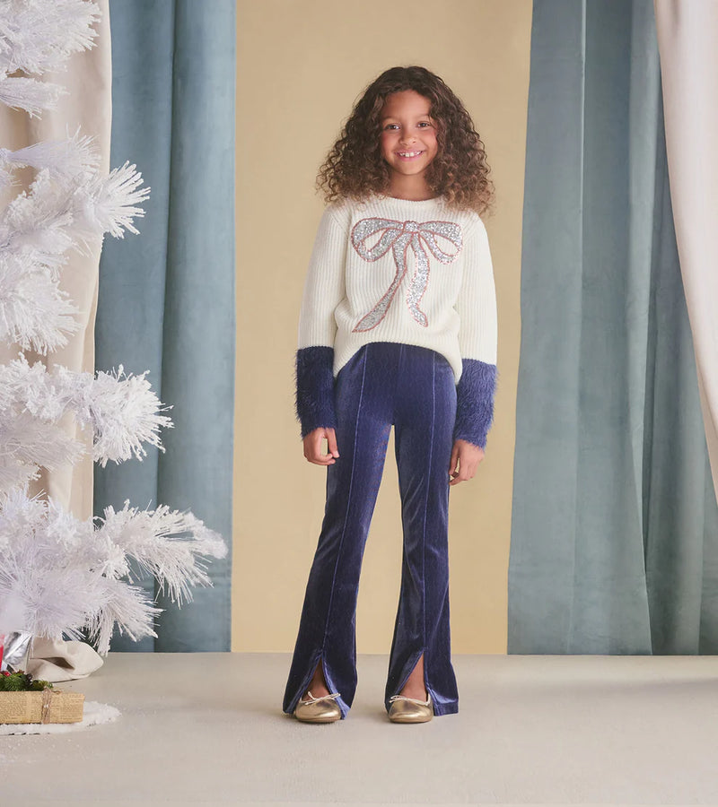 Hatley Fluffy Sleeve Sweater in Sequin Bow