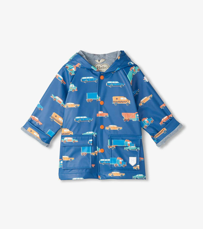 Hatley Preschool Raincoat in Driving Cars Blue