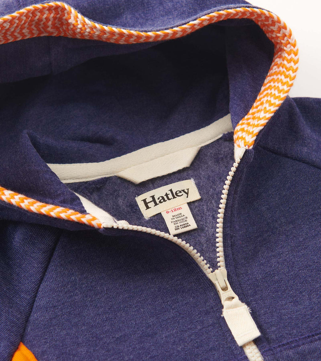 Hatley Zip Raglan Hoodie in Oriole Stripe