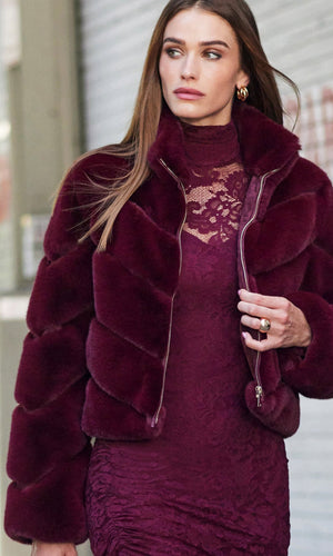 Generation Love Brianna Faux Fur Jacket in Cabernet