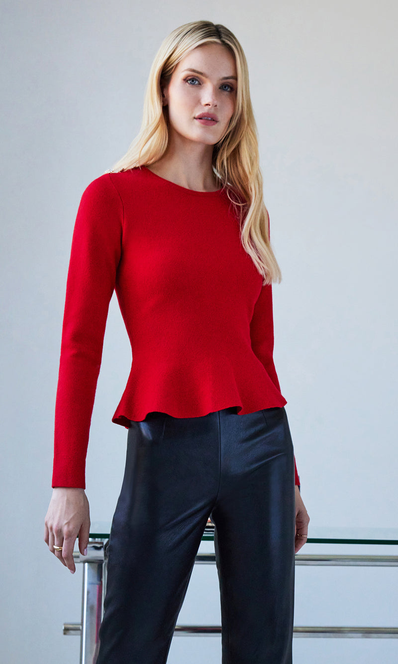 Generation Love Panache Peplum Sweater in Red