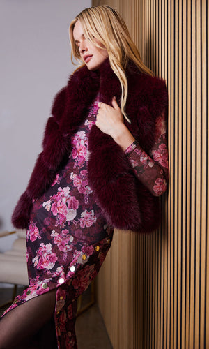 Generation Love Rosario Faux Fur Vest in Cabernet