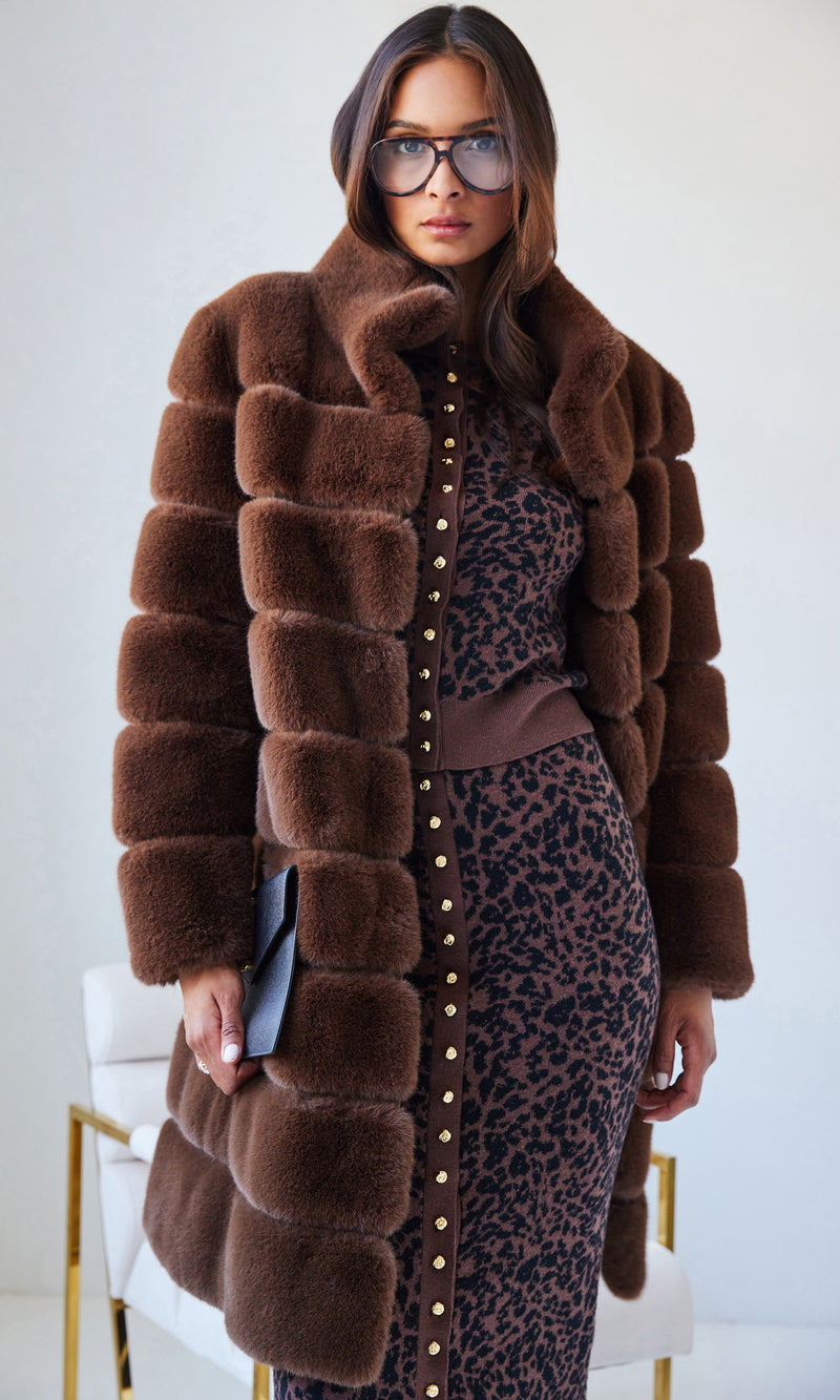 Generation Love Christie Faux Fur Coat in Hazelnut