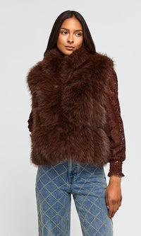 Generation Love Rosario Faux Fur Vest in Espresso