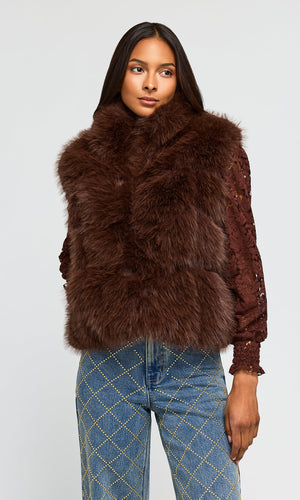 Generation Love Rosario Faux Fur Vest in Espresso