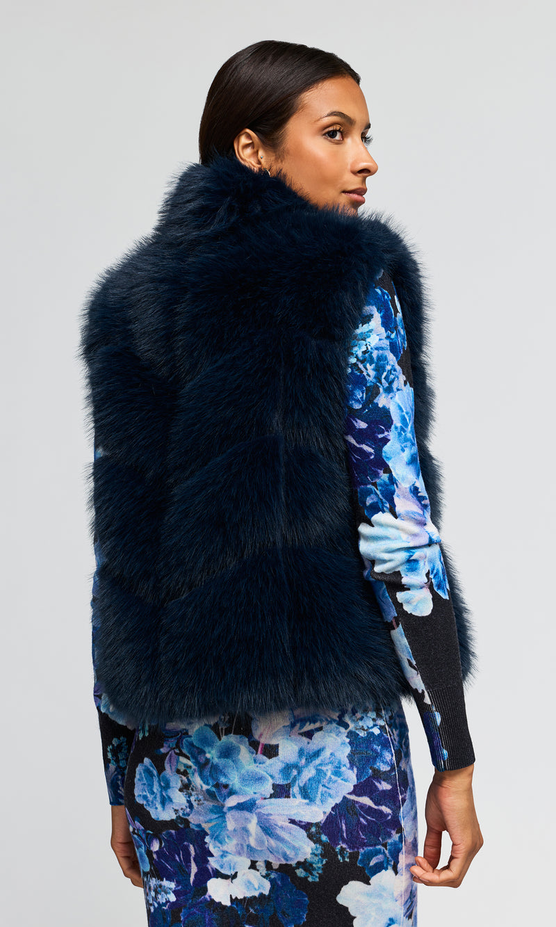Generation Love Rosario Faux Fur Vest in Peacock