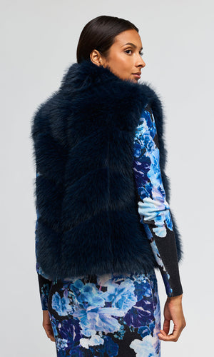 Generation Love Rosario Faux Fur Vest in Peacock