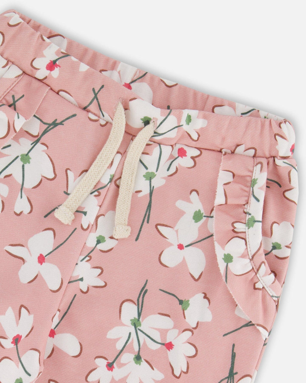 Deux Par Deux French Terry Sweat Pant  in Pink Floral