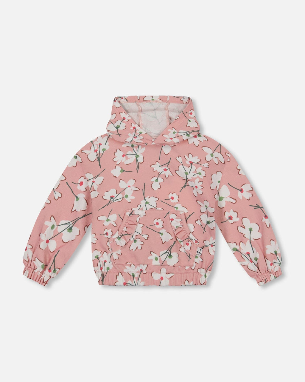 Deux Par Deux French Terry Hooded Sweatshirt in Pink Floral