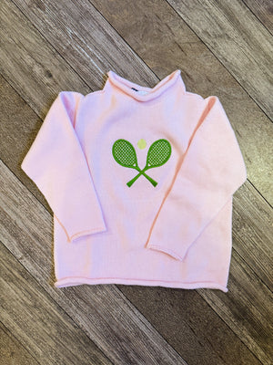 A Soft Idea Roll Neck Sweater with Tennis in Pink