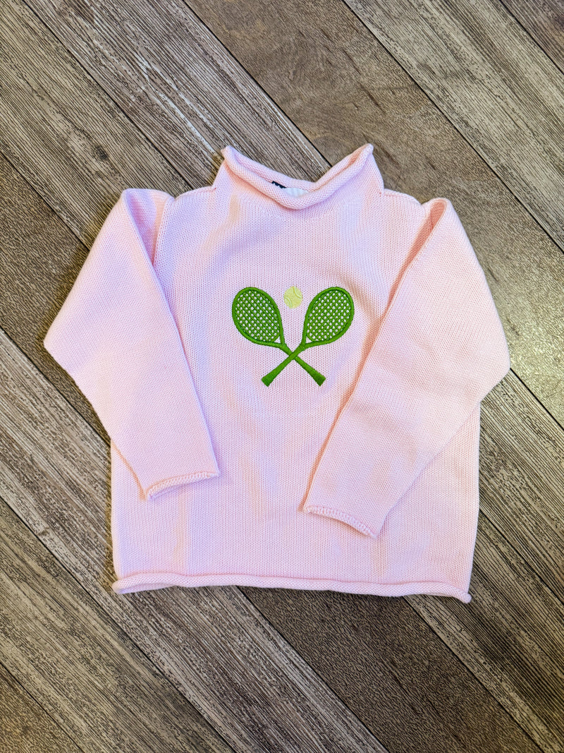 A Soft Idea Roll Neck Sweater with Tennis in Pink