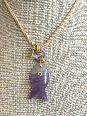 Forever Blythe Gemstone Single Fish Pendant Necklace - Assorted