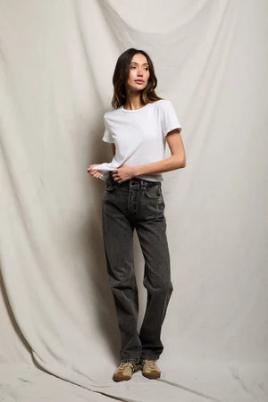 perfectwhitetee Recycled Cotton Lisa Slim Crew Tee in White