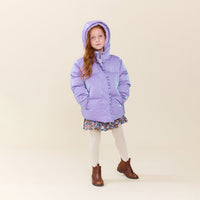 Pink Chicken Ruffle Pete Puffer in Lavender