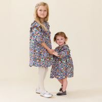 Pink Chicken Everly Dress in True Blue Sketched Floral