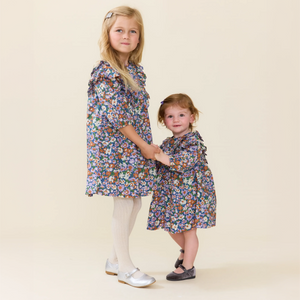 Pink Chicken Everly Dress in True Blue Sketched Floral