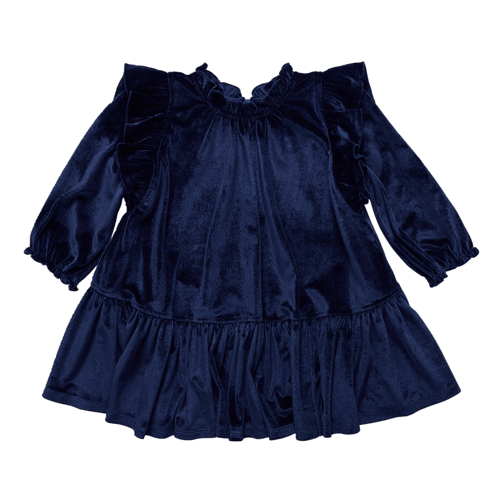Pink Chicken Velour Harper Dress in Navy